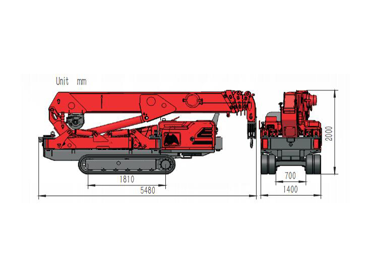 SPT499 微型履带吊机收拢尺寸